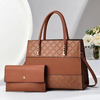Tas Wanita Mewah 2025, Kapasitas Besar, Set 2 in 1 Kartu dan Tas Tangan, Penutup Ritsleting, Belanja Online China