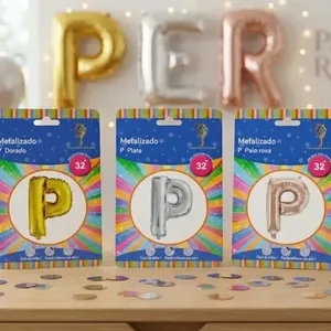 ลูกโป่งโลหะรูปตัวอักษร P สีโรสโกลด์ ตกแต่งอย่างหรูหรา - Product Image 3