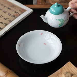 Guanlan Ceramics Round Teapot Holder Heat Resisting <b>Tea</b> Table Dry Brewing Tray Teapot Care Mat <b>Tea</b> <b>Set</b> Accessories - Product Image 2