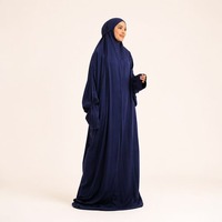 Ensemble de prière Mukena bleu marine pour femmes, vêtements islamiques modestes d'Indonésie