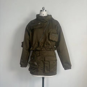 Blouson bomber court d'hiver pour femme, respirant, imprimé, nouveau style, effet brillant texturé, col montant, fermeture éclair, logo - Product Image 1