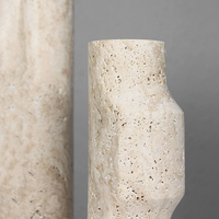 SAIDKOCC D10x30cm/10x39cm Minimalisme Naturel Marbre Travertin Vase Décor À La Maison Salon Scandinave Fleur Titulaire Vase Table