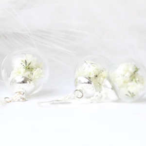 Bijoux de mariage de mode sphère en verre léger <span class=keywords><strong>blanc</strong></span> véritable gypsophile bébé souffle fleur <span class=keywords><strong>ensemble</strong></span> de bijoux de mariée pour mariage - Product Image 4