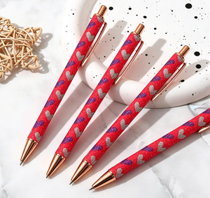 Stylo à bille en métal brillant à motif de cœur, stylo multicolore durable pour fournitures de cadeaux de fête - Product Image 6