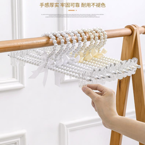Bán Buôn Chất Lượng Cao Màu Trắng Tinh Tế Perchas Quần Áo Móc Áo Dưới Không-Trượt Móc Áo Nhựa Pant Clip Ngọc Trai Móc Áo - Product Image 2