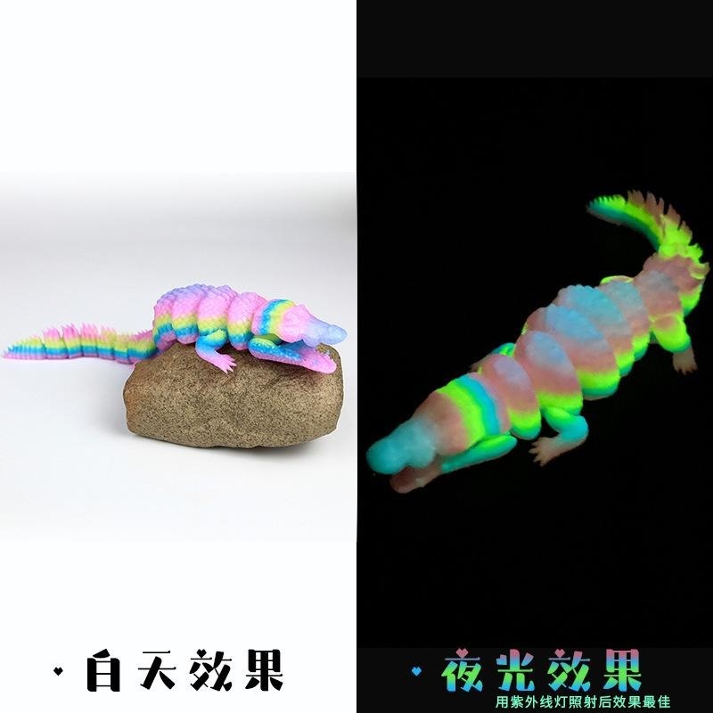Crocodile lumineux arc-en-ciel coloré de 28 cm