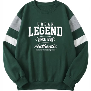 Sudadera Urbana Personalizada para Mujer, Cuello Redondo, Verde, Invierno, Estilo Urbano, Estampado de Letras en la Parte Delantera, Mangas con Bloques de Color, Tejido Premium - Product Image 1