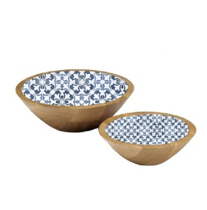 Tazón de Madera con Diseño Esmaltado y Estampado Floral 2026, Ideal para Ensaladas, Frutas y Sopas, Hecho a Mano para Hogares, Bodas y Eventos - Product Image 3