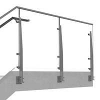 Rampe en acier inoxydable de 12 mm avec fixation en verre trempé pour clôture de terrasse de piscine, balcon, escaliers, colonne haute
