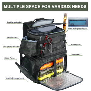 Mochila de aparejos de pesca <span class=keywords><strong>MATEIN</strong></span> con nevera, bolsa de pesca grande con soportes de caña para 4 bandejas - Product Image 3