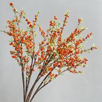 Kunstmatige kleine bessen lange tak, duindoornvrucht, fruitrank, bloemaccessoires, bloemendecoratie