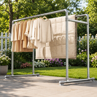 Séchoir à linge double barre grande capacité en métal, support de présentation de vêtements autoportant