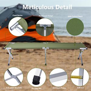 Wholesale Outdoor Hiking Folding Portable Heavy Duty Sleeping 7075 Aluminum Camping Hiking Picnic Sleeping Bed <b>Cot</b> for Adults - Product Image 3