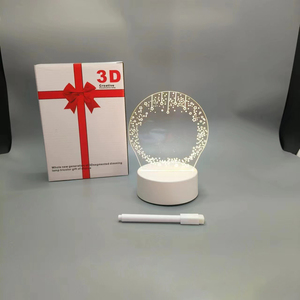 Tablero de notas de mensaje de acrílico transparente borrable Diy regalo creativo Rewrirable USB <span class=keywords><strong>3D</strong></span> Led luz de noche con pluma lámpara de noche LED - Product Image 1