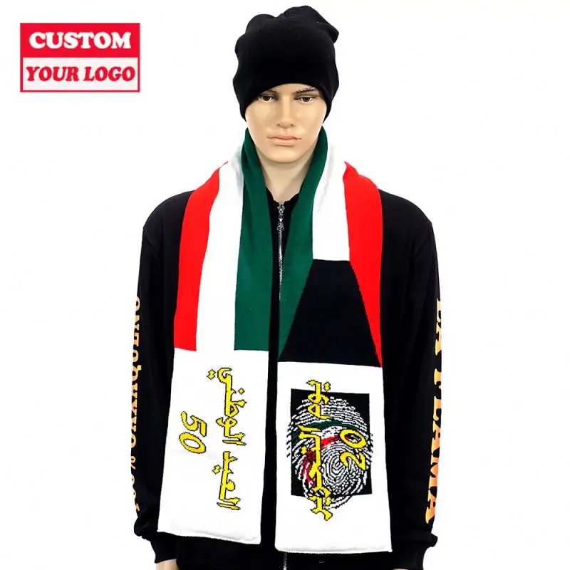 Custom Printed Factory Supply Sport Soccer Football Event Fans Women Winter Shawls And Scarves Bosnia Fan Scarf