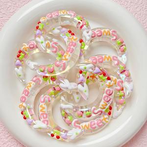 Nouvelle mode acrylique lune perles peintes à la main en trois dimensions autocollant perles bijoux à bricoler soi-même accessoires fleur croissant de lune - Product Image 6