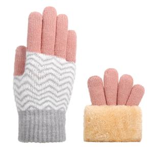Clearance Sale Women's Thickened Double Layer Warm Solid Color Short Style Knitted <b>Gloves</b> Fleece Lining <b>Touchscreen</b> Daily Skiing - Product Image 1