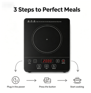 Table de cuisson à induction à bobine en cuivre à économie d'énergie, minuterie tactile LED, puissance réelle de 1350 W, <span class=keywords><strong>plaque</strong></span> chauffante en céramique, cuisinière portable - Product Image 2