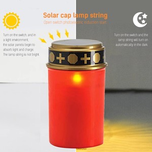 <span class=keywords><strong>Bougie</strong></span> LED solaire extérieure en plastique rouge, résistante au vent et à l'eau, <span class=keywords><strong>pour</strong></span> cimetière, vente en gros - Product Image 1