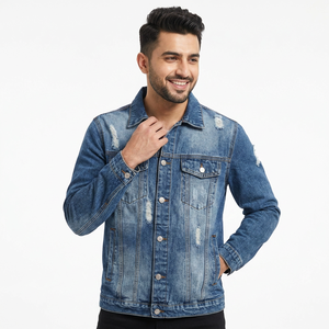 Men's motorcycle jeans <b>jackets</b> stand collar zipper pockets zipper placket <b>slim</b> <b>fit</b> denim <b>jacket</b> coat mens - Product Image 1