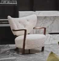 Nouvelle arrivée Fauteuil en tissu laine de mouton Woolf - Moderne et confortable, siège unique, fauteuil élégant pour salon