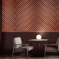 Panneaux muraux acoustiques modernes en polyester à lattes de bois, feutre PET, design Akupanel 3D, NRC élevé 0,7-0,95, ignifuge, Runsheng
