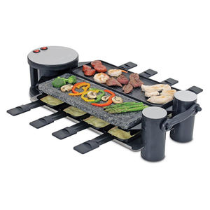 Grill <span class=keywords><strong>à</strong></span> <span class=keywords><strong>Raclette</strong></span> pliable pour 8 personnes, Barbecue électrique Portable d'intérieur avec pierre chaude et plaque de gril antiadhésive en aluminium - Product Image 1