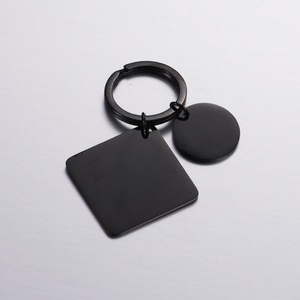 Fashion Jewelry <b>square</b> Shape Blank Round Pendant Stainless Steel Custom logo Gold Keychain - Product Image 2