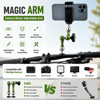 Support universel pour appareil photo en alliage d'aluminium avec bras magique 360°, double rotule et vis 1/4 pour moniteur DSLR, éclairage LED et caméra d'action