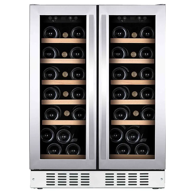 Vinopro 116L 38 bouteilles de refroidisseur de vin compresseur de porte en verre usage domestique vin luxe intégré dans le refroidisseur de vin réfrigérateur compresseur à double zone