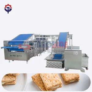 Máquina de fazer biscoito comercial automático, completa, linha de produção de biscoitos duro com forno de túnel de gás de economia de energia