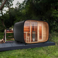 Pabrik Sauna menjual outdoor mewah 6 orang merah cedar sauna dengan pengontrol WIFI, speaker Bluetooth, shower head
