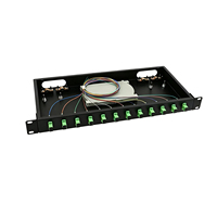 Panel Patch Splitter Serat Optik Rak 19 Inci 12 Port PLC SC APC Single Mode Terminal Box untuk Distribusi FTTH ODF