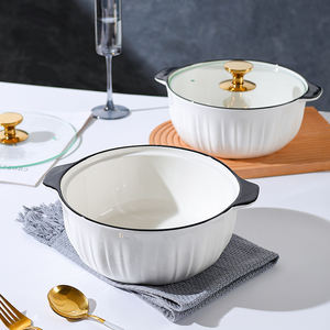 <span class=keywords><strong>2025</strong></span> 상업용 크기 모던 디자인 세라믹 식기 가정용 대형 수프와 캐서롤 뚜껑이있는 국수 그릇 - Product Image 2