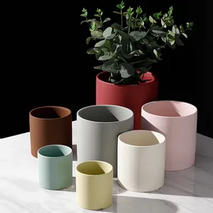 Home & Garden branco rosa vermelho verde amarelo marrom cinza cilindro de cerâmica flor vaso vaso plantador 3 4 5 6 8 polegadas