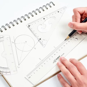 Set di Geometria in Plastica Trasparente Non Pieghevole da 20cm, Righello Triangolare, Goniometro, Kit Righello, Promozione, Forniture Scolastiche e per Ufficio - Product Image 4