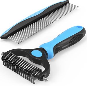 Elecpet Pet Grooming <b>Brush</b> Comb 2in 1 Set Dual-Sided Professional Deshedding <b>Brush</b> for Removing Tangles and Knots for Cat Dog - Product Image 1