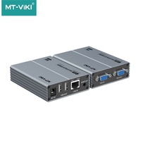 100M 1080P 60Hz Extender KVM VGA Jarak Jauh Melalui Kabel Fiber Cat5E Cat6 Ethernet Pemancar Penerima Video