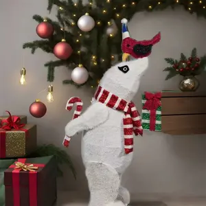 48-Inch 98-Head LD Lamp Christmas Figurine Toy With 8 Functions Remote Control Timing Bear Hug Design In Elegant Gift Box