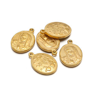 Virgin Mary liontin agama 304 baja tahan karat 18k liontin jimat berlapis emas untuk membuat kalung - Product Image 3