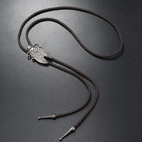 Kalung Dasi Bolo Retro Baru Gaya Koboi Barat Amerika Tali Kulit Aksesoris Paduan Logam Hadiah