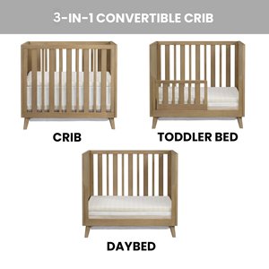 Hot Sale Multifunctional Convertible <b>Pine</b> Solid Wood Baby Crib for 0-36 Months, Splicing to Adult <b>Bed</b>, Safety EU US Standard - Product Image 3