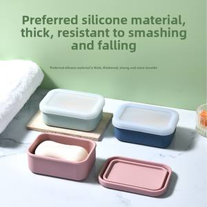 Scatola di sapone in Silicone portatile multifunzione con cuscinetto di scarico in PVC impermeabile resistente <span class=keywords><strong>da</strong></span> viaggio <span class=keywords><strong>esterno</strong></span> scatola portasapone con coperchio - Product Image 3