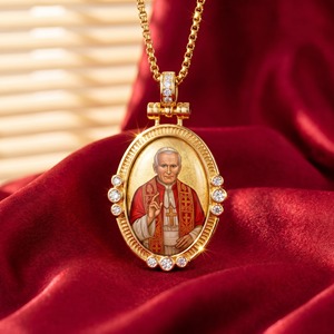 Collar con Colgante de San Juan Pablo II en Esmalte, Estilo Bizantino, para Artículos Religiosos, Venta al Por Mayor - Product Image 1