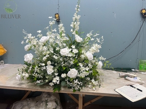 200*50 <span class=keywords><strong>cm</strong></span> arrangement de plantes vertes pour mariage longue table conférence fleur centres de table décoratif mariage fleurs bordeaux - Product Image 1