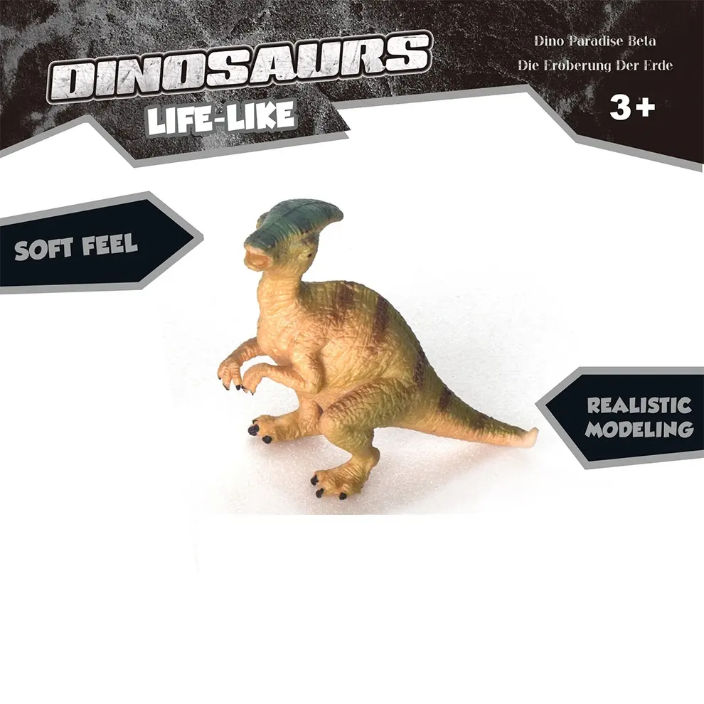 Latest Products 2024 New 3D Simulation Parasaurolophus Model Rubber Toy TPR Dinosaur For Kids