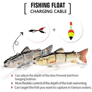 Leurre <span class=keywords><strong>de</strong></span> pêche électrique automatique articulé 9cm 13cm, rechargeable par USB, avec LED, pour la pêche au bar et aux poissons prédateurs - Product Image 3