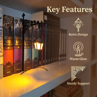Lámpara de Estantería, Linterna de Biblioteca, Luz de Estantería, Lámpara de Lectura Vintage, Lámpara Nocturna LED Decorativa para el Hogar