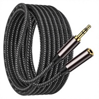 Kabel Ekstensi Audio AUX 3.5mm Male to Female Jack Headphone Berlapis Emas 24K Dilindungi Ganda dengan Jalinan Nilon untuk Speaker Mobil.