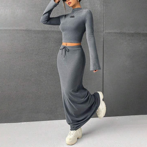 F230699 <span class=keywords><strong>gonne</strong></span> da donna abiti firmati da donna a manica lunga maglietta Crop Top e abiti Casual da donna gonna lunga Maxi Y2k - Product Image 4